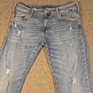 Mavi Jake Jeans Mens 38x32 Blue Slim Leg Stretch Denim Distressed Classic Casual